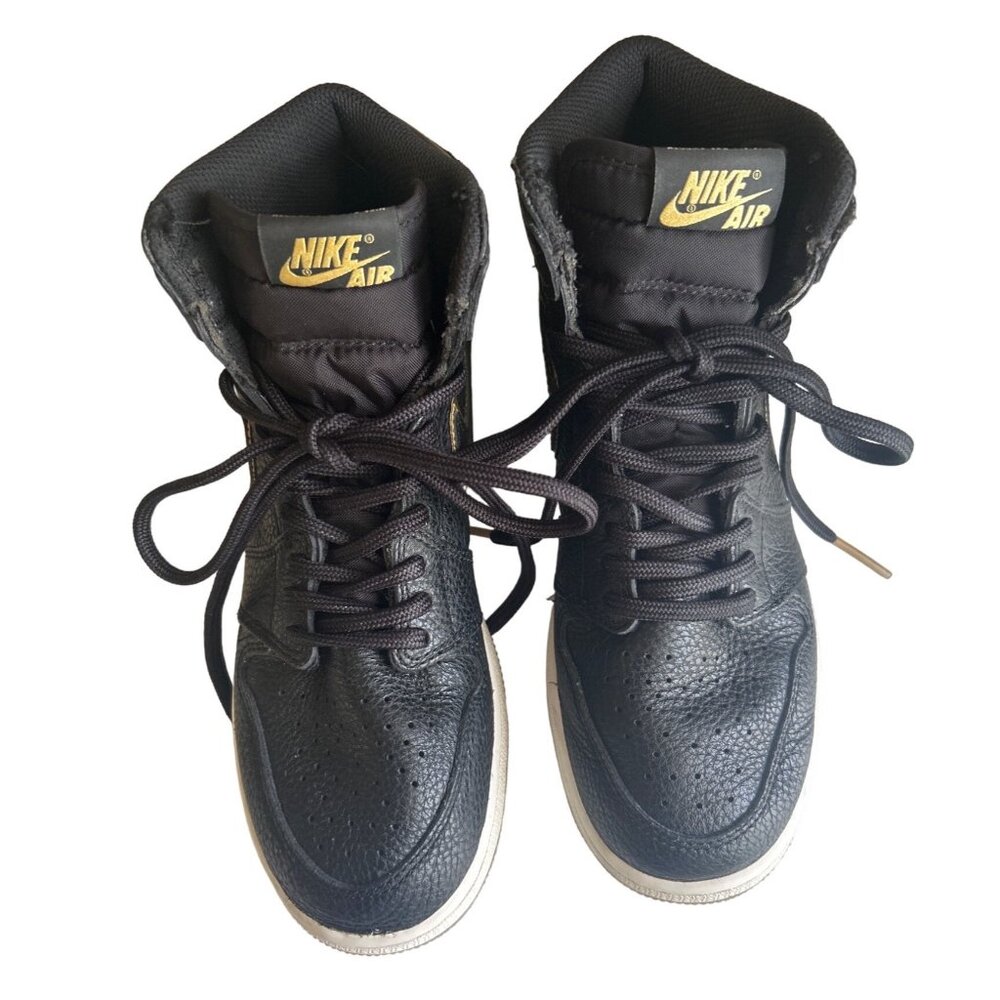 Nike Air Jordan 1 Retro High Top City Of Flight Black/Gold Trim Sneakers Size 6Y